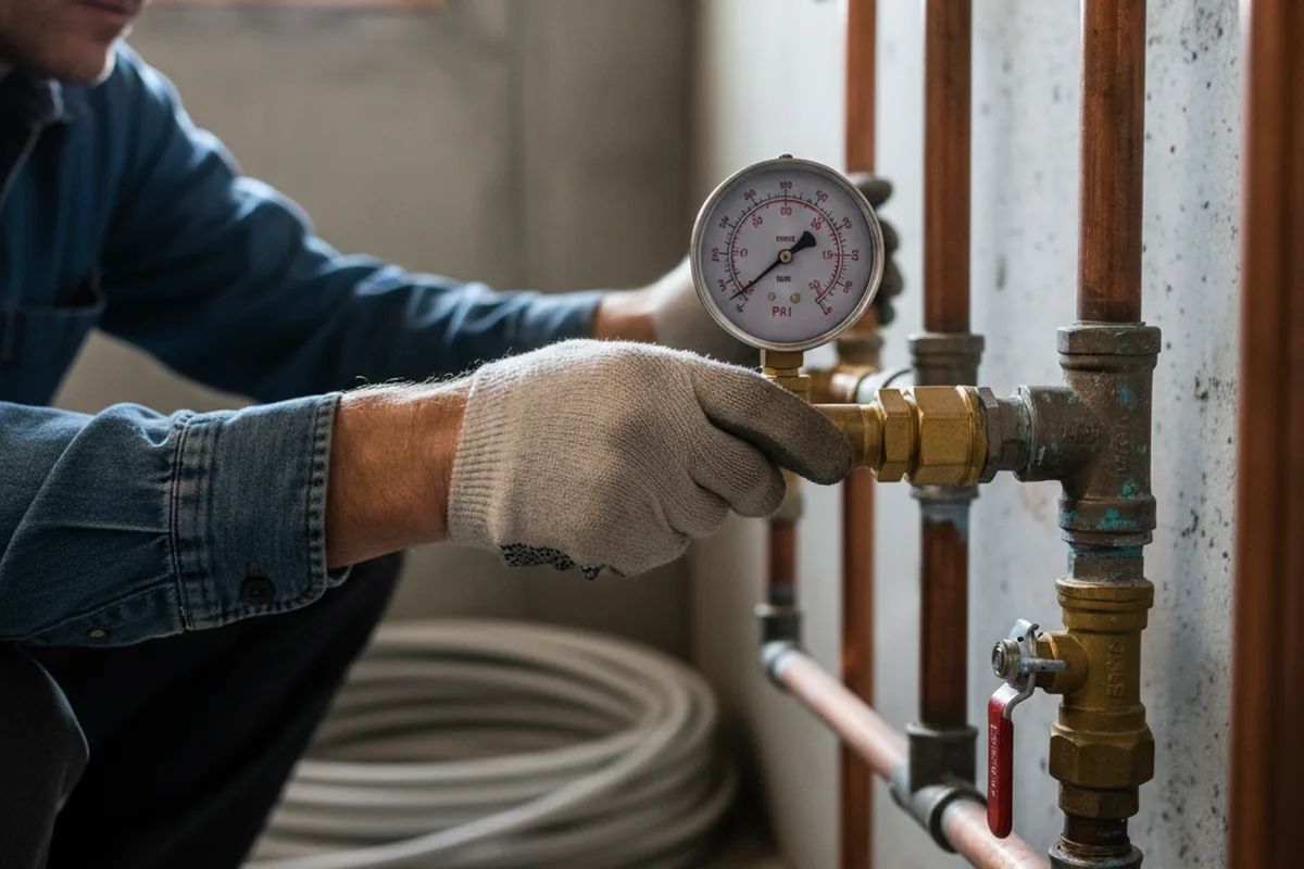 Pressure testing a repaired line during Water Line Repair in Gautier